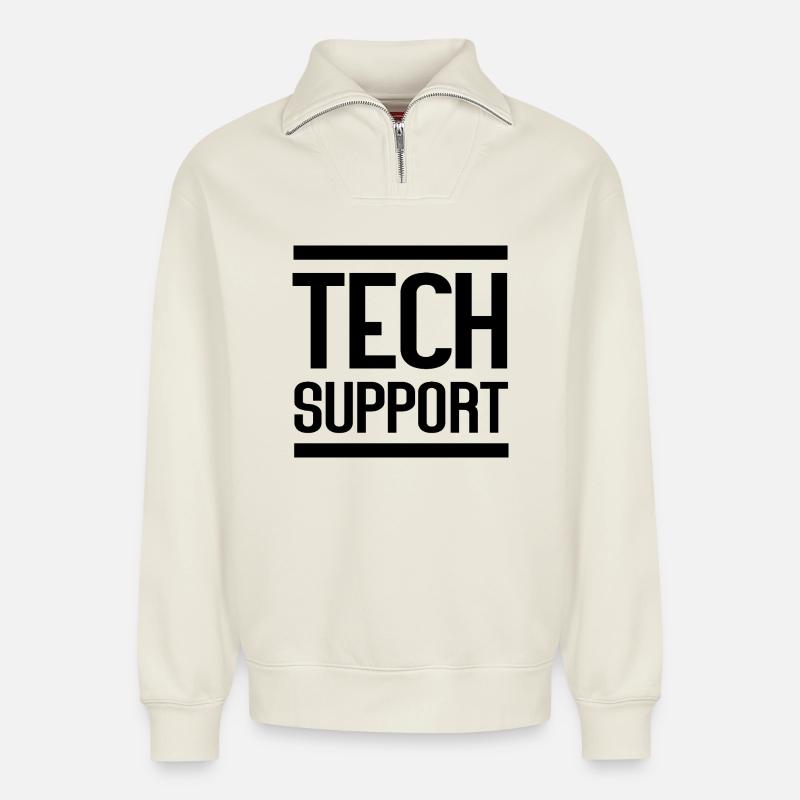 Tech Support - Relaxed Unisex Organic Half Zip Sweatshirt – by SPREAD - off white