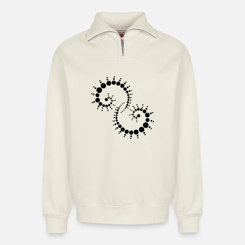 fossil2 - Relaxed Unisex Organic Half Zip Sweatshirt – by SPREAD - off white