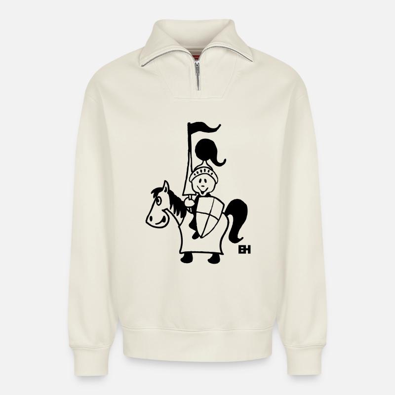 Ritter - Relaxed Unisex Organic Half Zip Sweatshirt – von SPREAD - Naturweiß