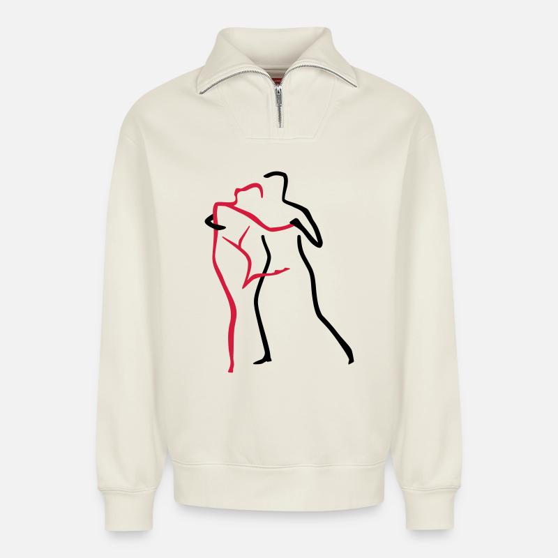 Tango-2 - Relaxed Unisex Organic Half Zip Sweatshirt – von SPREAD - Naturweiß