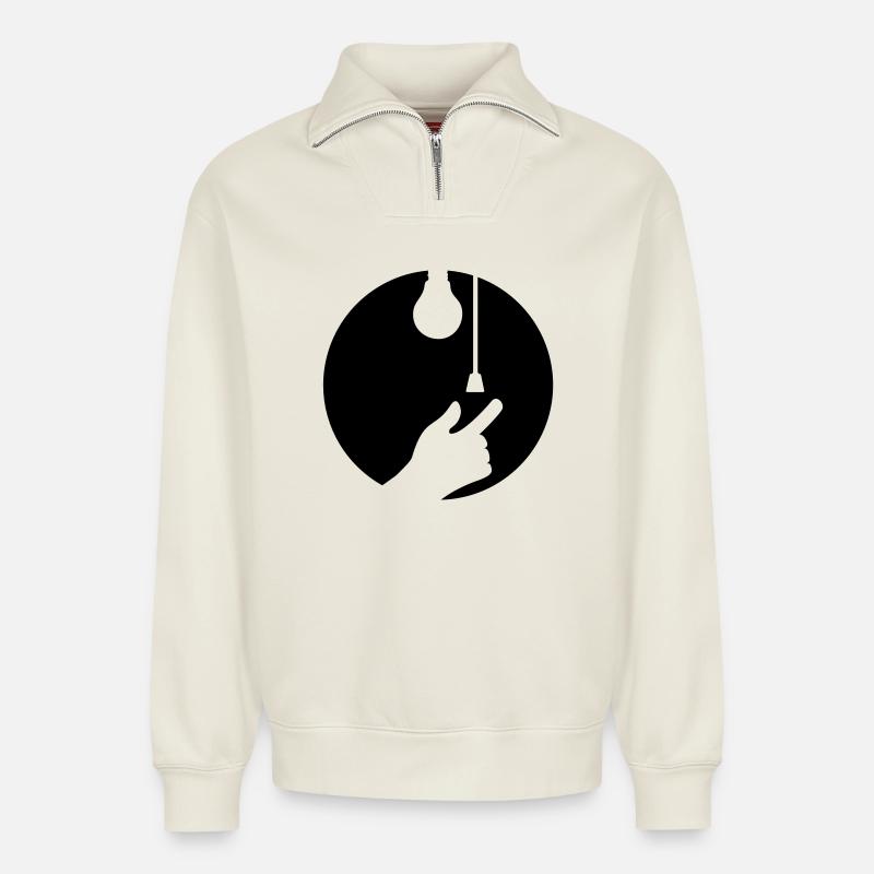 off light - Relaxed Unisex Organic Half Zip Sweatshirt – by SPREAD - off white