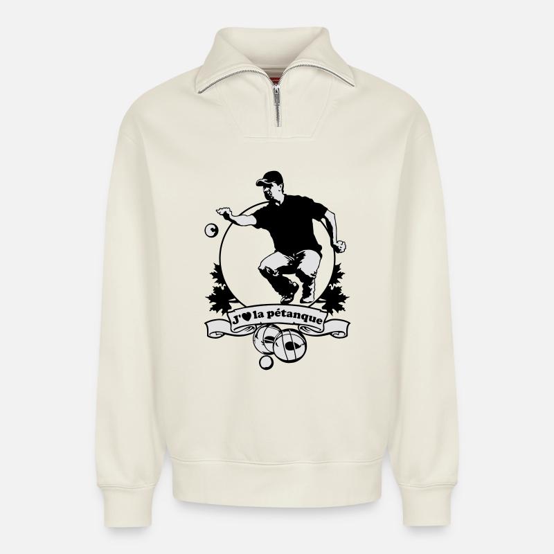 Blason Ich liebe flex Schalen - Relaxed Unisex Organic Half Zip Sweatshirt – von SPREAD - Naturweiß