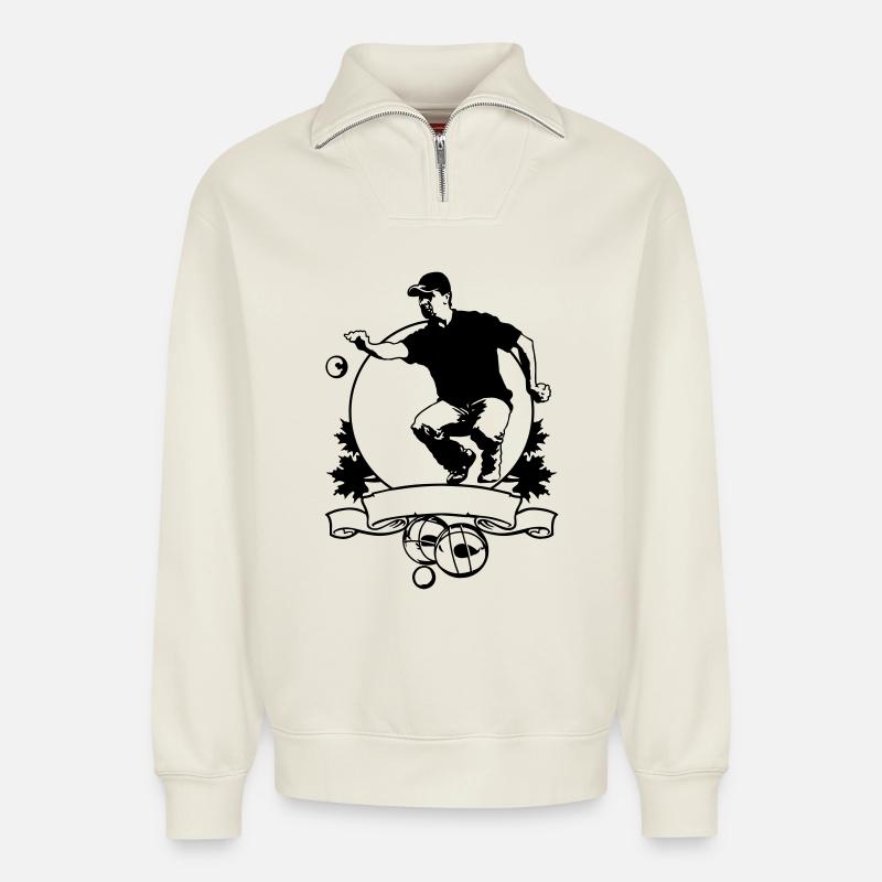 Petanque FLEX SHIELD - Relaxed Unisex Organic Half Zip Sweatshirt – von SPREAD - Naturweiß