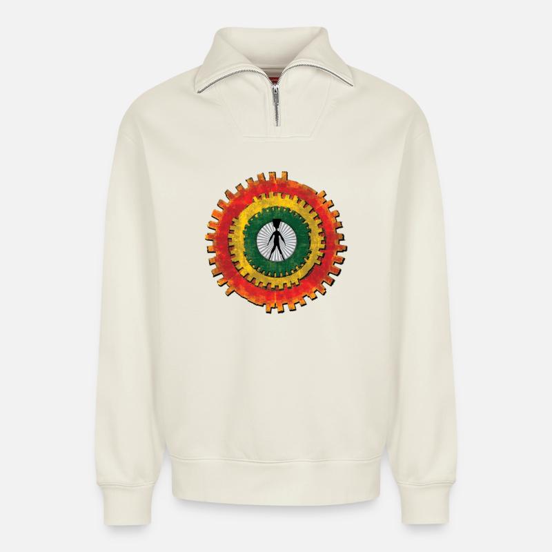See Jah Light - Relaxed Unisex Organic Half Zip Sweatshirt – von SPREAD - Naturweiß