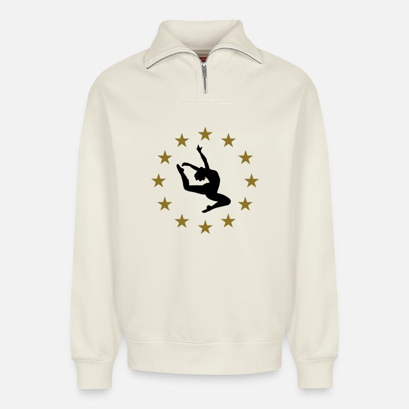 Danseur & Étoiles - Sweat unisexe décontracté en coton biologique à demi-zip – de SPREAD - blanc cassé