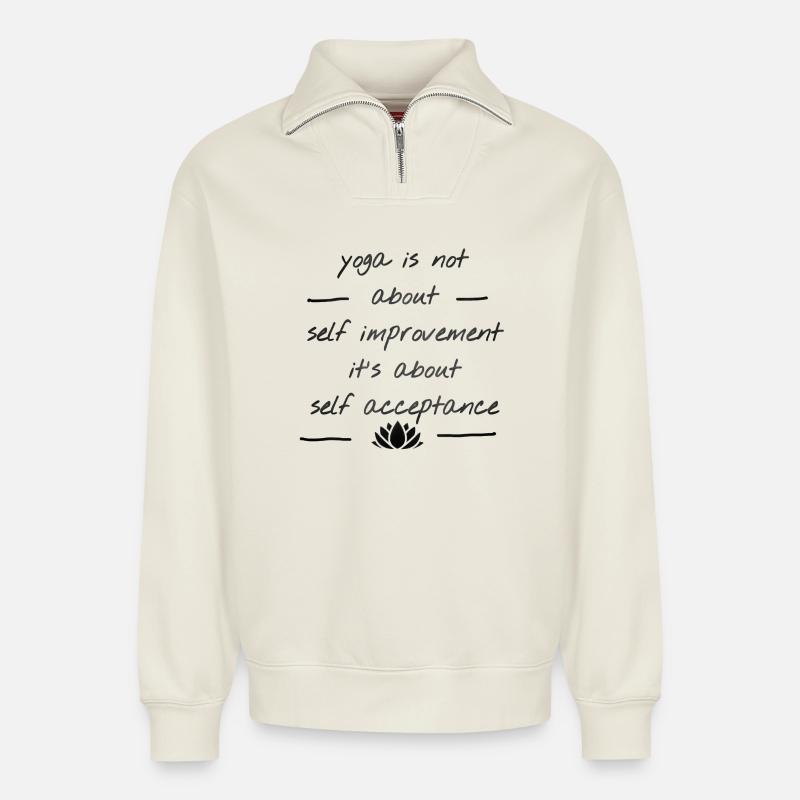 yoga - Relaxed Unisex Organic Half Zip Sweatshirt – by SPREAD - off white