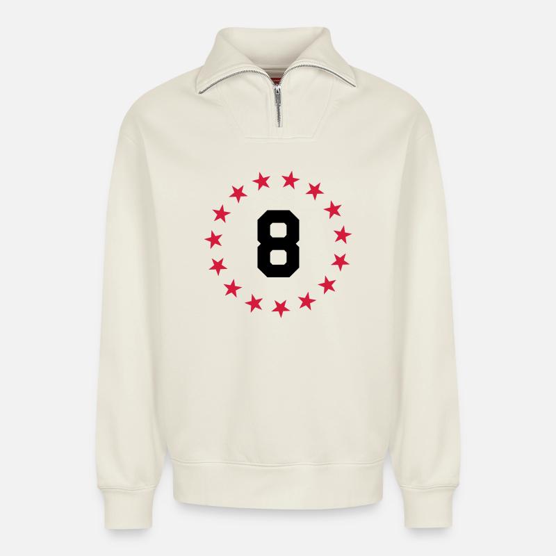 Chiffre 8 - Sweat unisexe décontracté en coton biologique à demi-zip – de SPREAD - blanc cassé