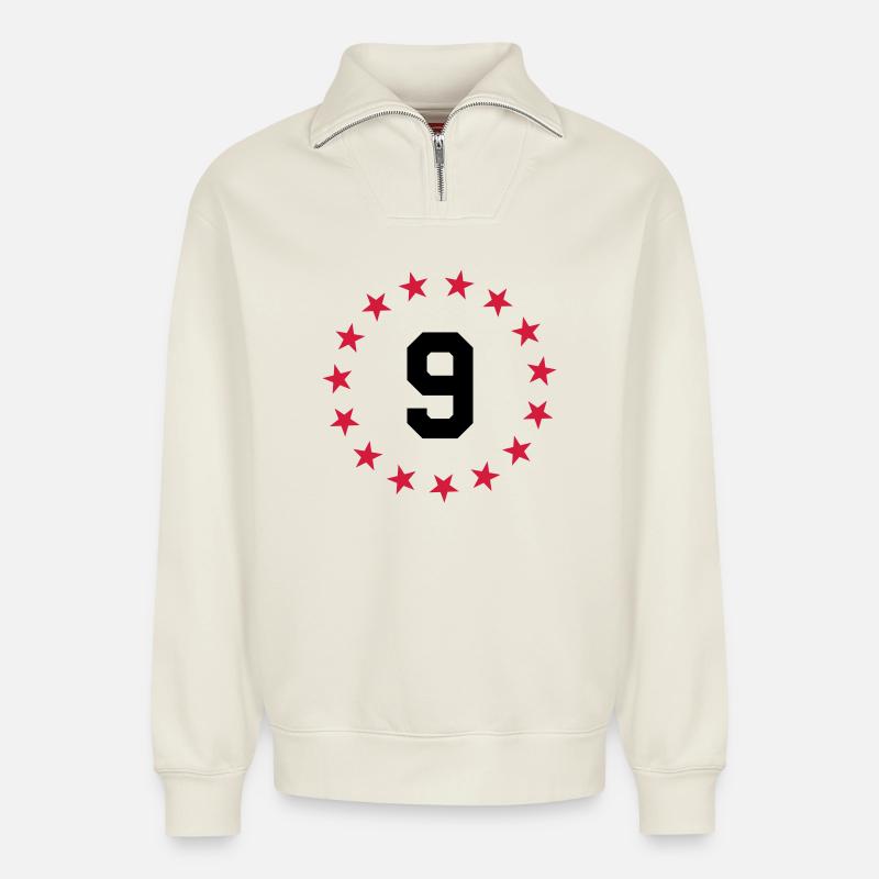 Nummer 9 - Relaxed Unisex Organic Half Zip Sweatshirt – von SPREAD - Naturweiß