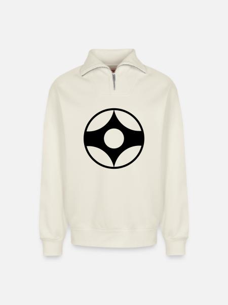 Símbolo vectorial de karate kankushin kanku - Sudadera unisex de corte relajado de algodón orgánico con media cremallera – de SPREAD - blanco natural