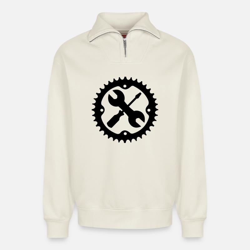 Bike readyshap set logo - Relaxed Unisex Organic Half Zip Sweatshirt – by SPREAD - off white