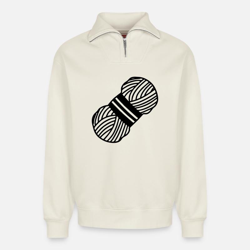 Wolle knoten oder häkeln - Relaxed Unisex Organic Half Zip Sweatshirt – von SPREAD - Naturweiß