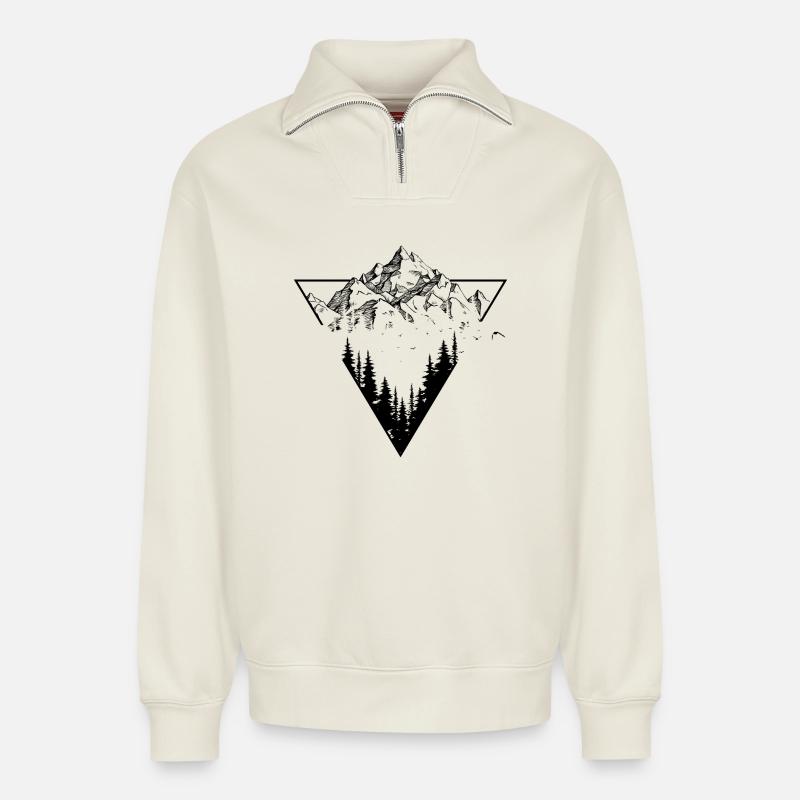Berg - Relaxed Unisex Organic Half Zip Sweatshirt – von SPREAD - Naturweiß