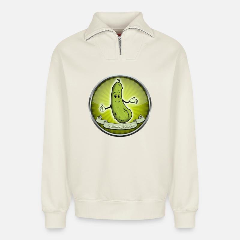 Spreewaldgurke - Relaxed Unisex Organic Half Zip Sweatshirt – von SPREAD - Naturweiß