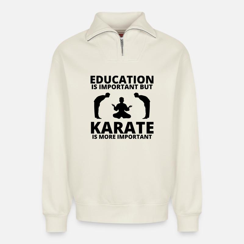 karate, karate fan, karate classes - Relaxed Unisex Organic Half Zip Sweatshirt – by SPREAD - off white