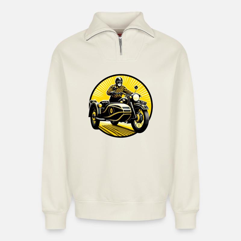 Gespannfahrer in der Sonne - Relaxed Unisex Organic Half Zip Sweatshirt – von SPREAD - Naturweiß