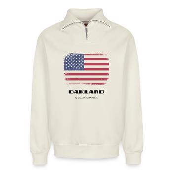 Oakland, California, USA - Relaxed Unisex Organic Half Zip Sweatshirt – von SPREAD - Naturweiß - Vorne