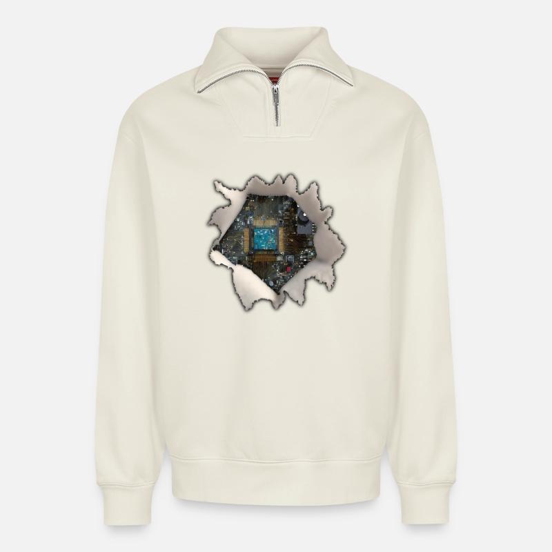 Mein Innenleben - Relaxed Unisex Organic Half Zip Sweatshirt – von SPREAD - Naturweiß