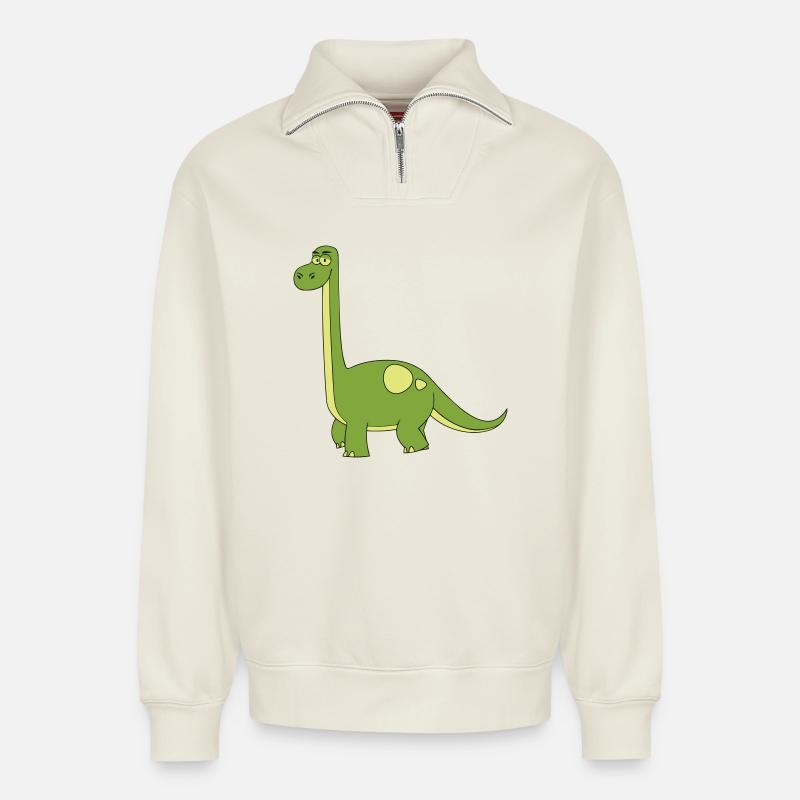 Dino - Relaxed Unisex Organic Half Zip Sweatshirt – von SPREAD - Naturweiß