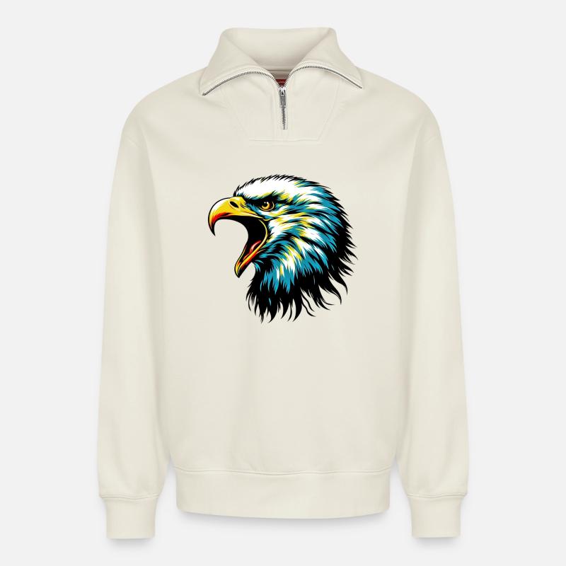 Adler - Relaxed Unisex Organic Half Zip Sweatshirt – von SPREAD - Naturweiß