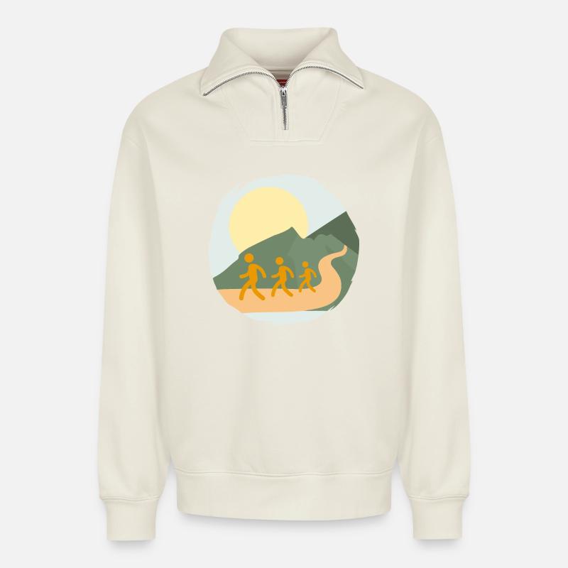 Keep on Walking - Relaxed Unisex Organic Half Zip Sweatshirt – von SPREAD - Naturweiß