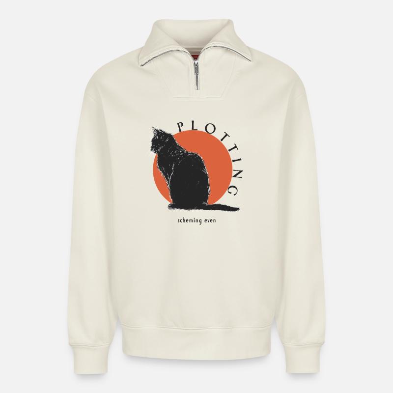 PLOTTING - Relaxed Unisex Organic Half Zip Sweatshirt – by SPREAD - off white
