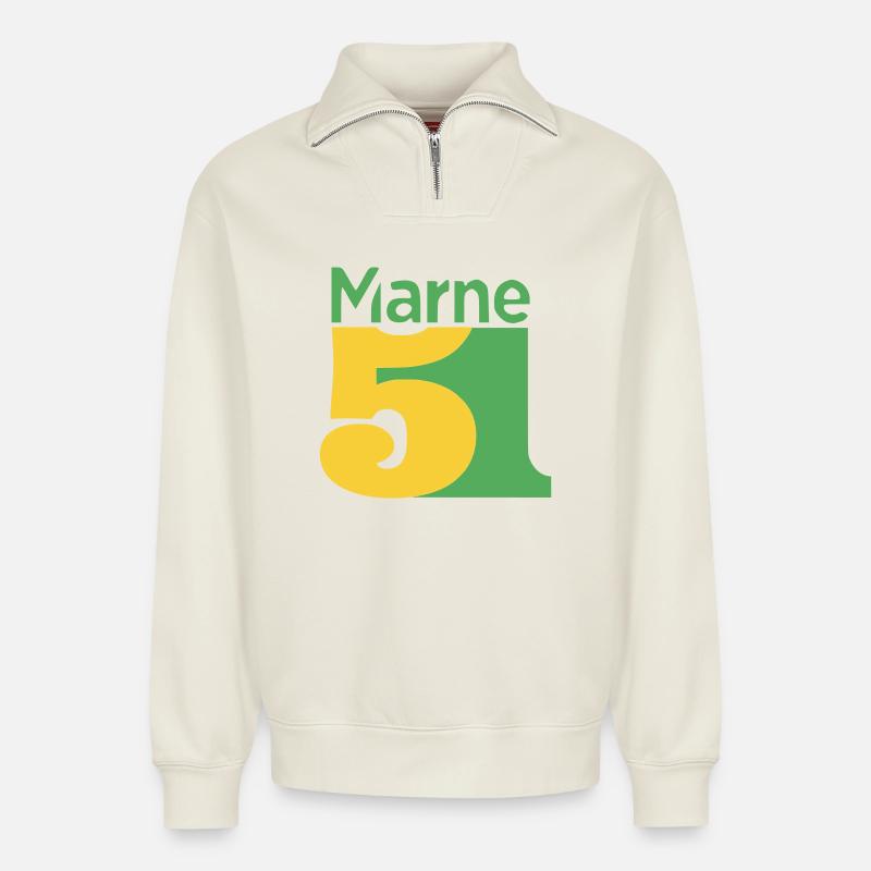 51 - Relaxed Unisex Organic Half Zip Sweatshirt – von SPREAD - Naturweiß