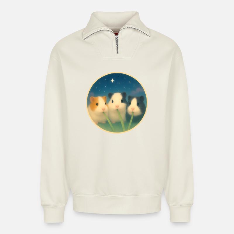 Freunde fürs Leben - Relaxed Unisex Organic Half Zip Sweatshirt – von SPREAD - Naturweiß