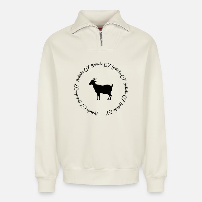 Ardècho team - Relaxed Unisex Organic Half Zip Sweatshirt – by SPREAD - off white