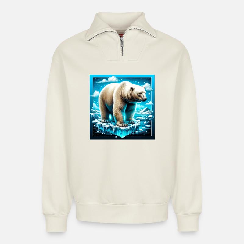 Eisbär - Relaxed Unisex Organic Half Zip Sweatshirt – von SPREAD - Naturweiß
