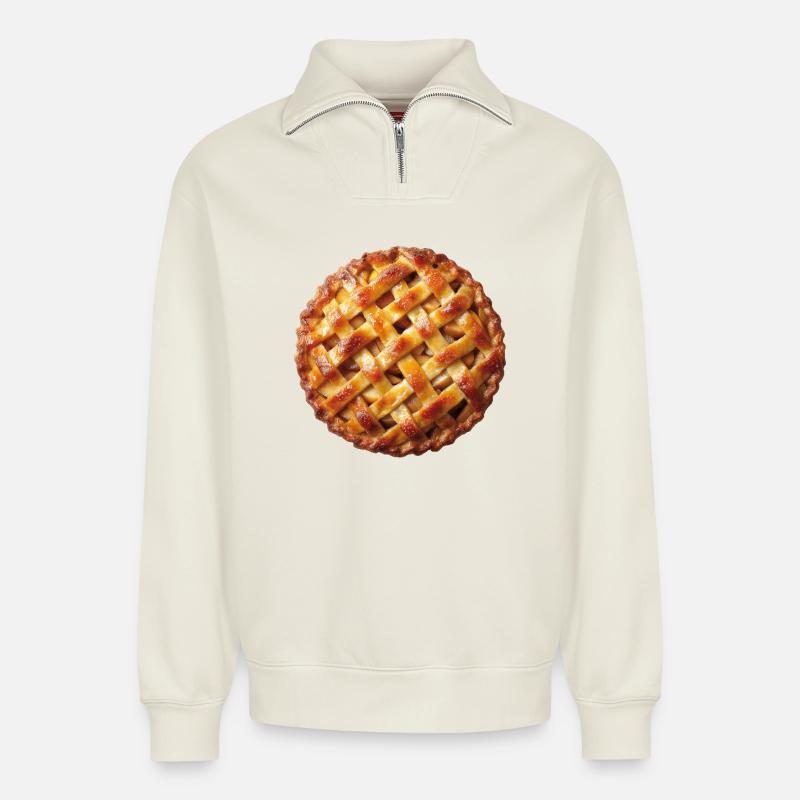 Apple Pie Apfelkuchen - Relaxed Unisex Organic Half Zip Sweatshirt – by SPREAD - off white