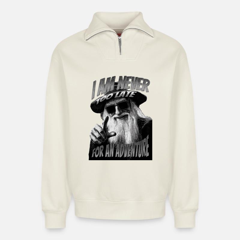 Cool Wizard - Relaxed Unisex Organic Half Zip Sweatshirt – by SPREAD - off white