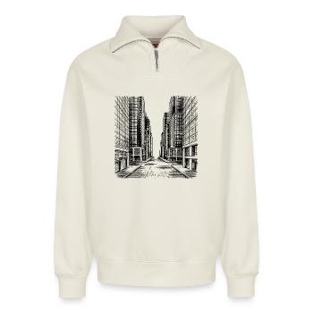Modern street - Relaxed Unisex Organic Half Zip Sweatshirt – by SPREAD - off white - Front