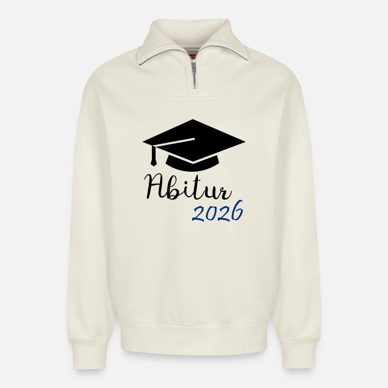 Abitur 2026 - Relaxed Unisex Organic Half Zip Sweatshirt – von SPREAD - Naturweiß