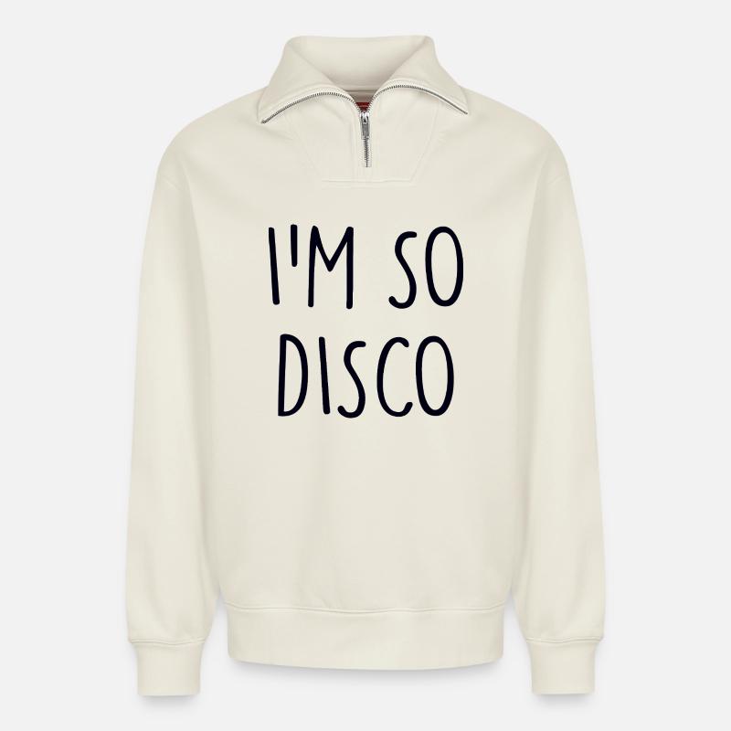 Disco - Relaxed Unisex Organic Half Zip Sweatshirt – by SPREAD - off white