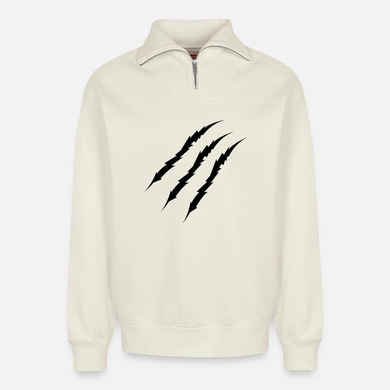 claw - Relaxed Unisex Organic Half Zip Sweatshirt – by SPREAD - off white