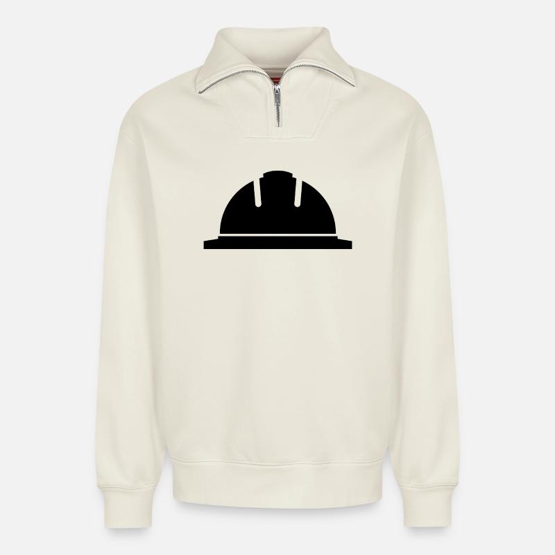 Casque de sécurité - Sweat unisexe décontracté en coton biologique à demi-zip – de SPREAD - blanc cassé
