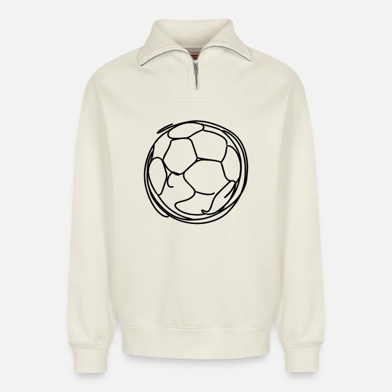 Fußball - Relaxed Unisex Organic Half Zip Sweatshirt – von SPREAD - Naturweiß