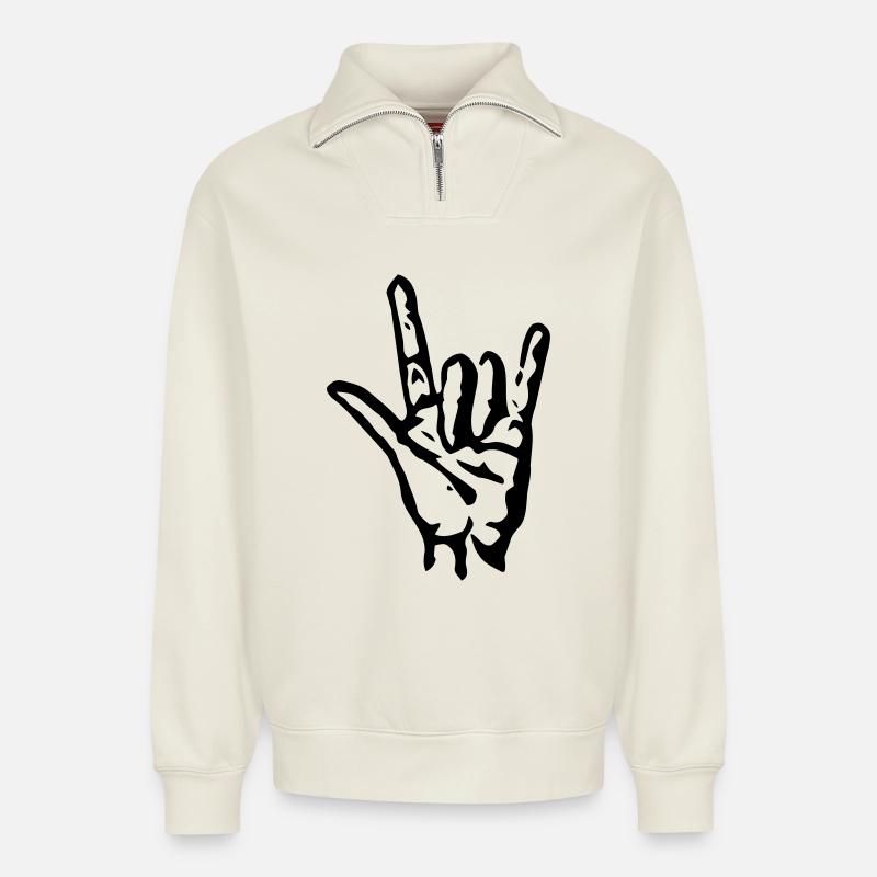 Cool / Rock it - Relaxed Unisex Organic Half Zip Sweatshirt – von SPREAD - Naturweiß