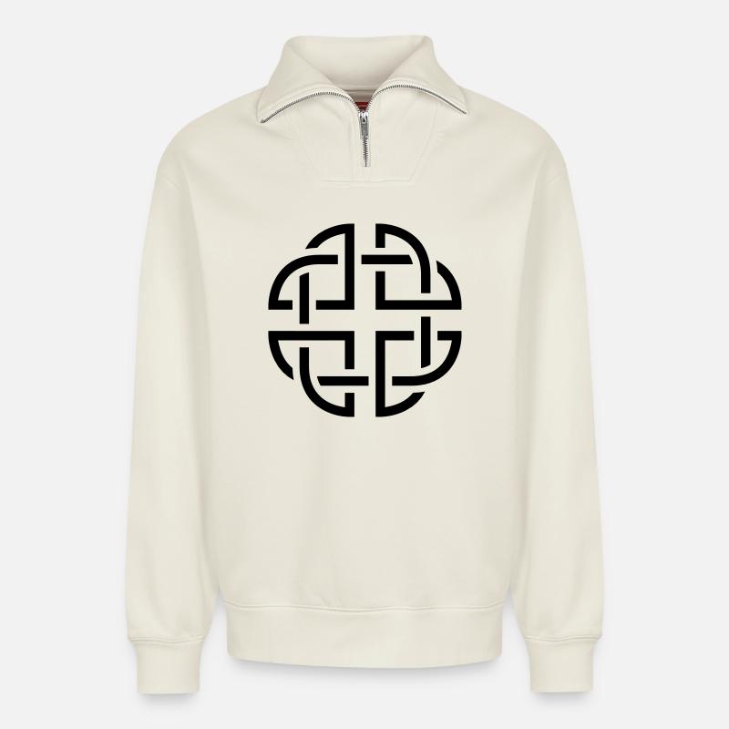 Celtic Knot - Relaxed Unisex Organic Half Zip Sweatshirt – by SPREAD - off white
