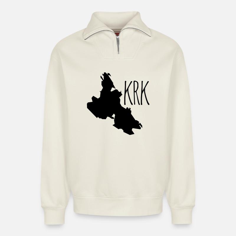 Krk - Sweat unisexe décontracté en coton biologique à demi-zip – de SPREAD - blanc cassé