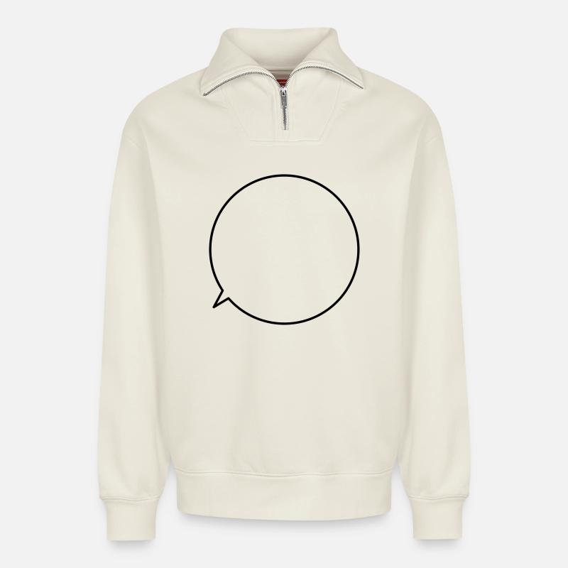 Speech bubble request text customizable - Relaxed Unisex Organic Half Zip Sweatshirt – by SPREAD - off white