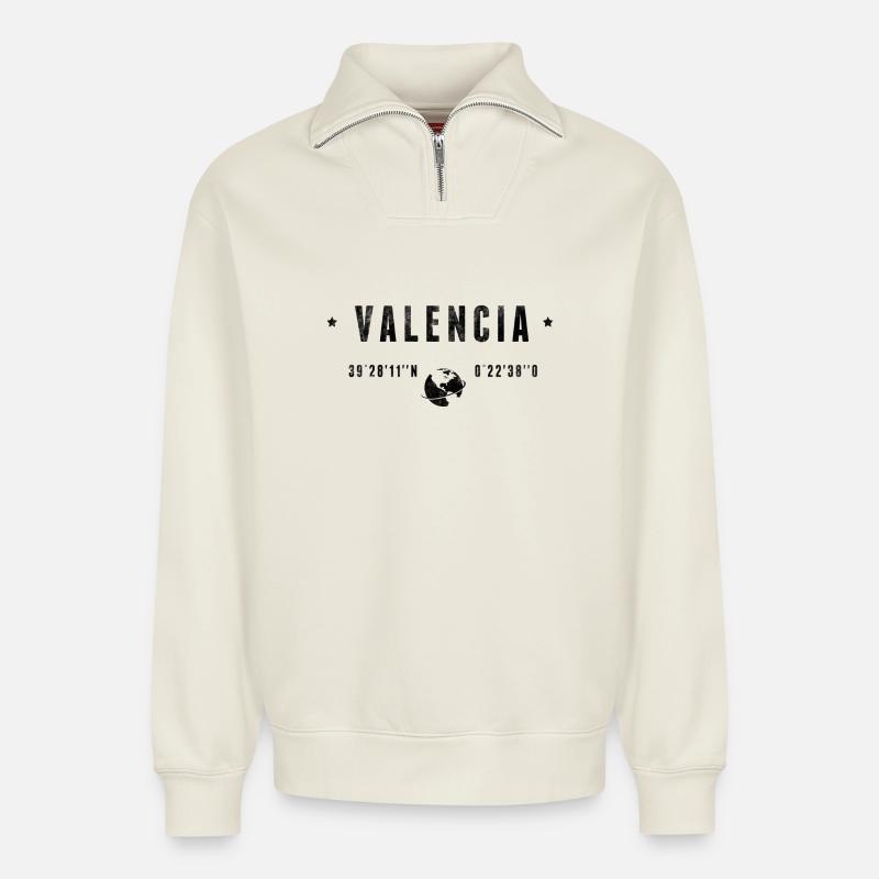 Valencia - Relaxed Unisex Organic Half Zip Sweatshirt – von SPREAD - Naturweiß