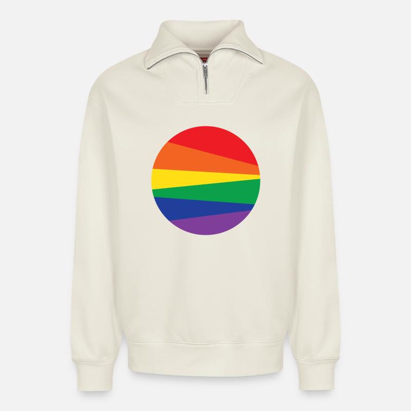 Cercle arc - Sweat unisexe décontracté en coton biologique à demi-zip – de SPREAD - blanc cassé