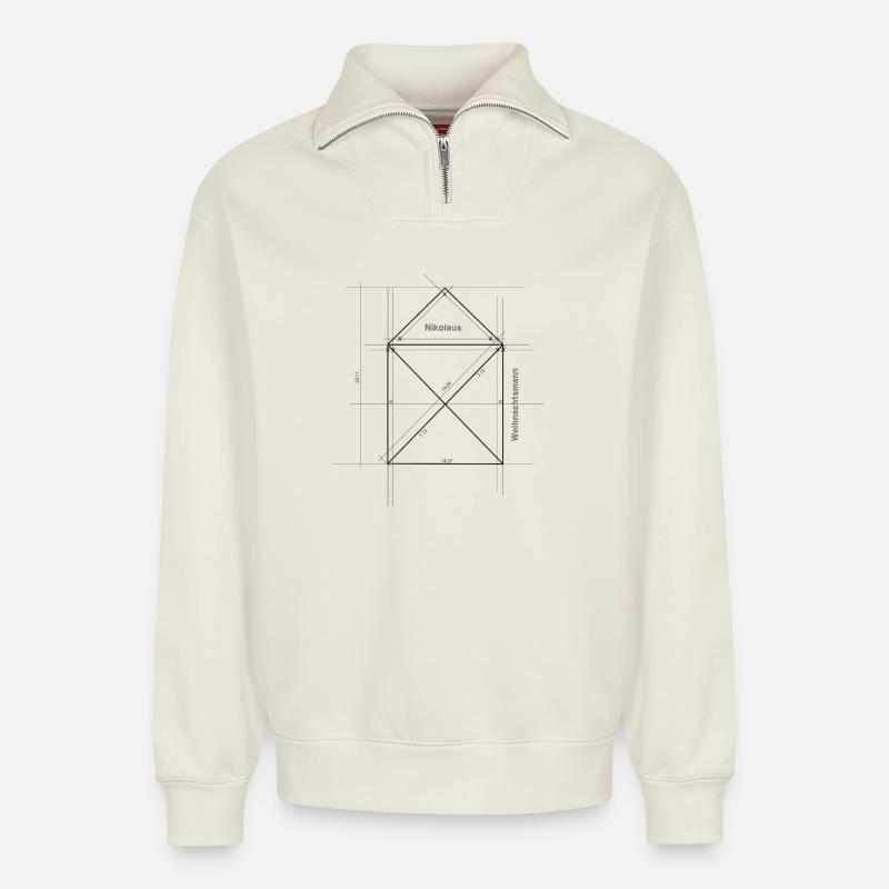 Haus vom Nikolaus - Relaxed Unisex Organic Half Zip Sweatshirt – von SPREAD - Naturweiß