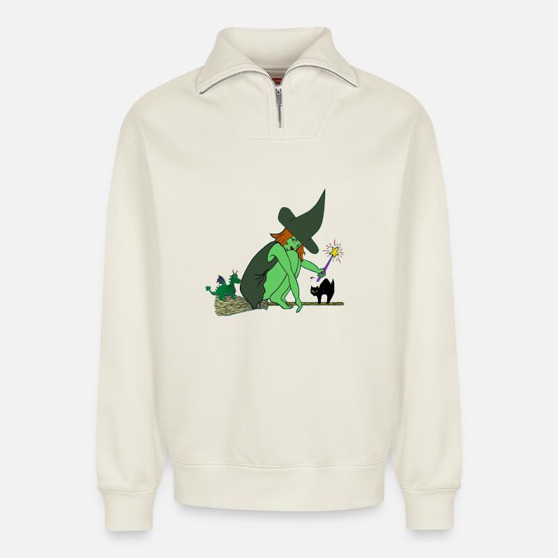 Hexe - Relaxed Unisex Organic Half Zip Sweatshirt – von SPREAD - Naturweiß