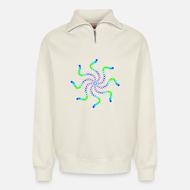 Psychedelisch - Relaxed Unisex Organic Half Zip Sweatshirt – von SPREAD - Naturweiß