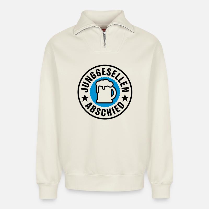 Junggesellenabschied - Relaxed Unisex Organic Half Zip Sweatshirt – von SPREAD - Naturweiß