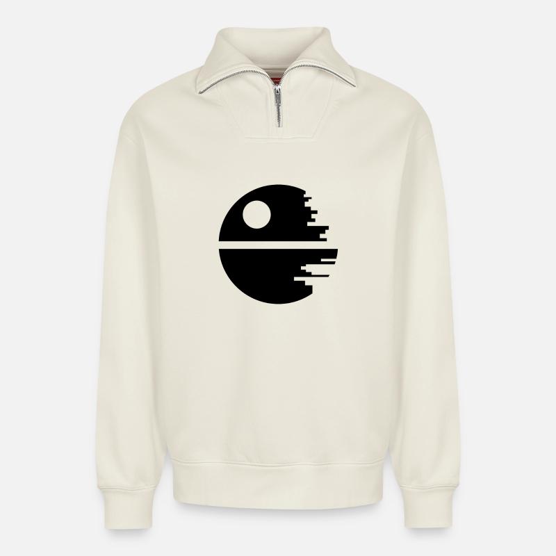 Planet Space Roboter - Relaxed Unisex Organic Half Zip Sweatshirt – von SPREAD - Naturweiß