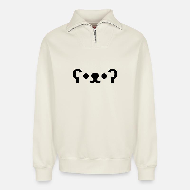 Bär - Relaxed Unisex Organic Half Zip Sweatshirt – von SPREAD - Naturweiß