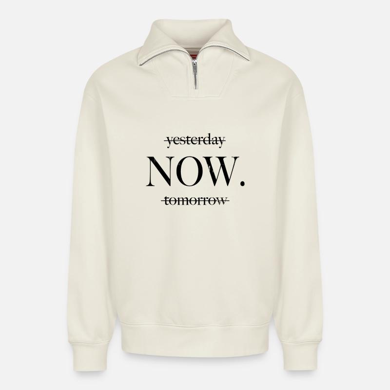 Style motivation - Relaxed Unisex Organic Half Zip Sweatshirt – by SPREAD - off white